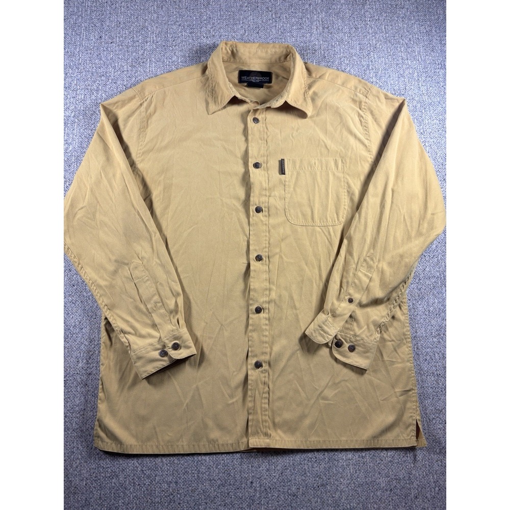 Weatherproof Shirt Brown Long Sleeve Button‎ Down Houndstooth Print Men M